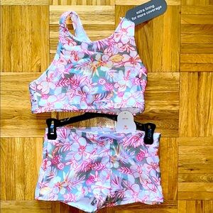 GIRLS M (7/8) - Sporty Tropical Two-Piece Swimsuit - NWT